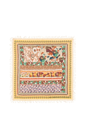 Bimba y Lola yellow ikat flower patchwork shawl