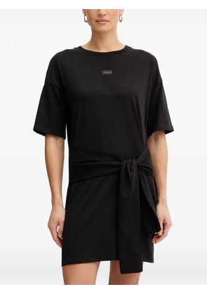 Armani Exchange tie-waist logo-patch mini dress - Black