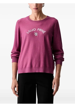 LIU JO sequin-embellished logo-embroidered sweater - Purple