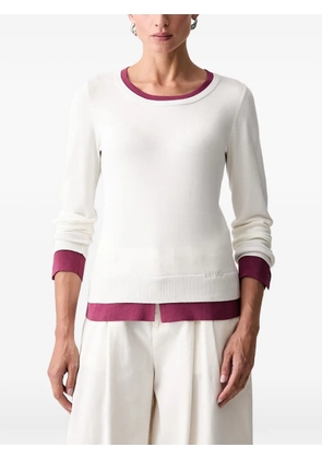 LIU JO layered-effect ribbed-trim sweater - White