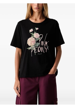 LIU JO floral-print rhinestone-embellished T-shirt - Black