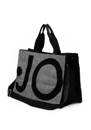 LIU JO large check-pattern logo-patch tote bag - Black