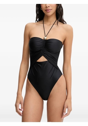 Patrizia Pepe cut-out ruched swimsuit - Black