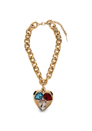 Alessandra Rich heart-pendant crystal-embellished necklace - Gold