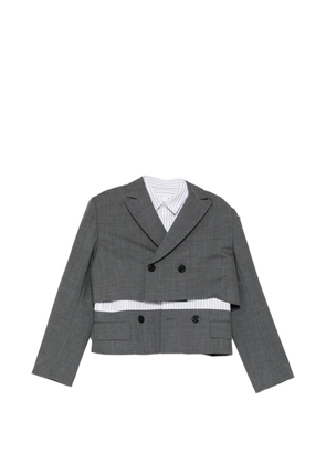 sacai double-breasted layered blazer - Grey