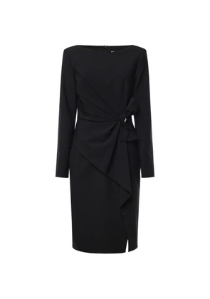 Genny bow-detail pleated midi dress - Black
