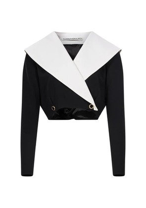Alessandra Rich cropped contrast-collar jacket - Black