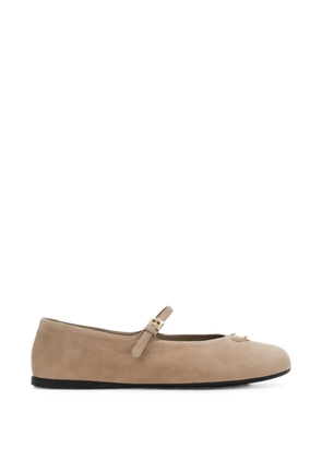 Prada buckle-strap suede ballet flats - Neutrals