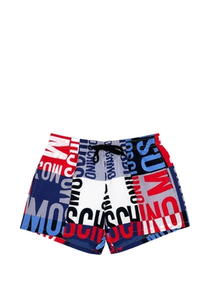 Moschino logo-print drawstring swim shorts - White