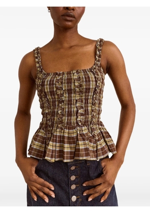 DAMSON MADDER Raphi ruffled shirred cami top - Brown