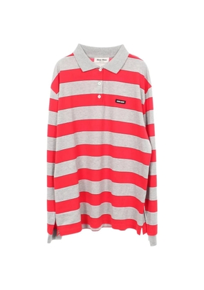 Miu Miu Pre-Owned 2010s striped long-sleeve polo shirt - Grey
