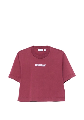 Off-White logo-print cropped T-shirt - Purple
