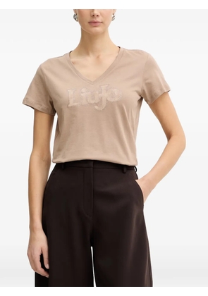 LIU JO V-neck logo T-shirt - Neutrals