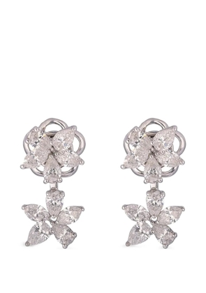 ZYDO diamond double flower earrings - Silver