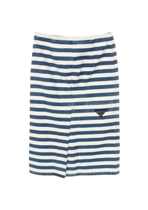 Prada Pre-Owned 2010s logo plate striped skirt - Blue