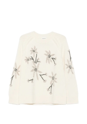 P.A.R.O.S.H. floral-embroidered raglan-sleeve sweater - Neutrals