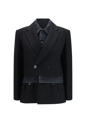 sacai denim-panels blazer - Black