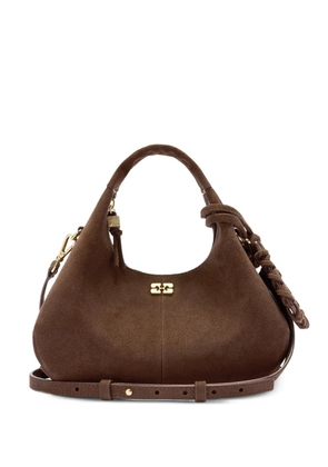 GANNI brown suede mini tote bag