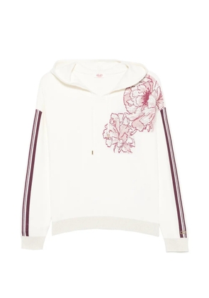 LIU JO floral-intarsia side-stripe hoodie - Neutrals