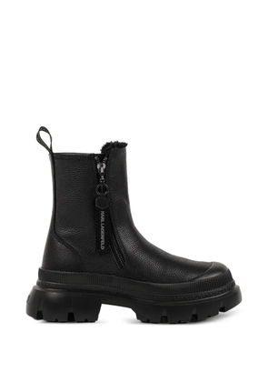 Karl Lagerfeld logo-embossed leather ankle boots - Black