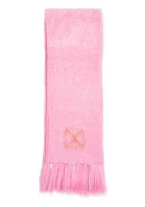 Off-White intarsia-knit logo scarf - Pink