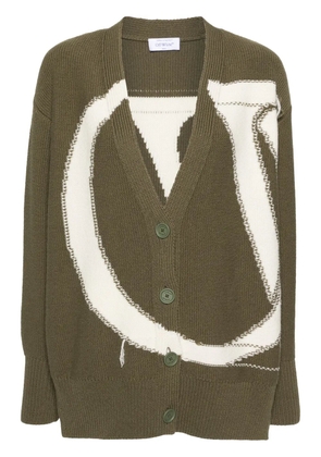 Off-White intarsia-knit logo cardigan - Green