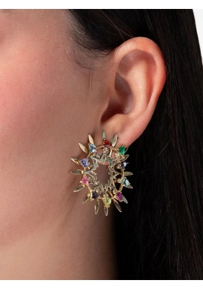 Carol Kauffmann Mandala multi-stone and diamond hoop earrings - Gold