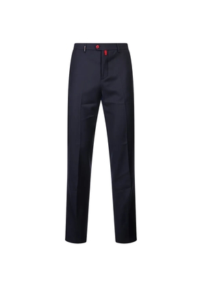 Kiton logo-patch straight-leg trousers - Blue
