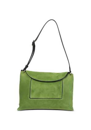 Wandler Penelope suede logo-print shoulder bag - Green