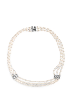 Alessandra Rich triple-strand crystal-embellished necklace - Neutrals