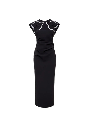 Acler Koda floral-appliqué midi dress - Black