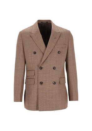 Emporio Armani lined blazer in herringbone virgin wool - Brown