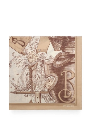Burberry Etched Knight cashmere silk scarf - Neutrals