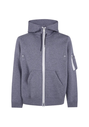 sacai zip-up panelled hoodie - Grey