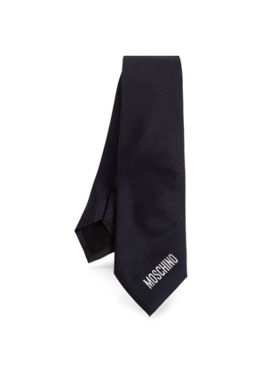 Moschino logo-embroidered silk tie - Blue