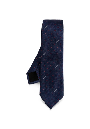 Moschino polka-dot logo-embroidered tie - Blue