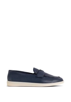 Prada logo-plaque leather loafers - Blue