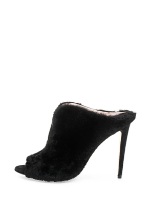 Miu Miu Pre-Owned shearling peep-toe ankle boots - Black