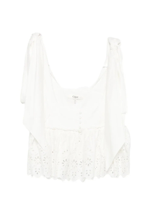 Chloé broderie-anglaise bow-detail top - White