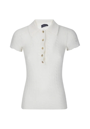 Haikure cable-knit short-sleeve polo top - White