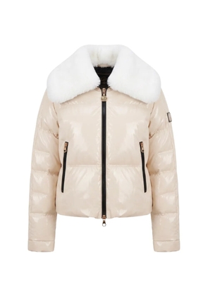 HIGH SOCIETY faux-fur collar puffer jacket - Neutrals