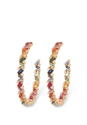 Suzanne Kalan rainbow sapphire and diamond hoop earrings - Gold