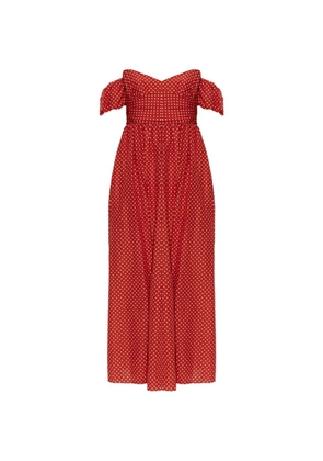 Matteau polka-dot off-shoulder dress - Red