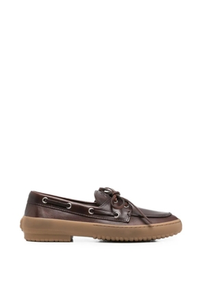 Miu Miu lace-up leather loafers - Brown