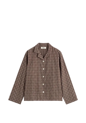 TEKLA check-print cotton pajamas - Brown