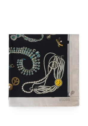 Moschino graphic-print silk scarf - Black