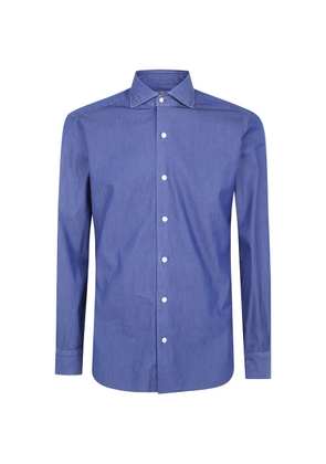 Barba spread-collar button-up shirt - Blue