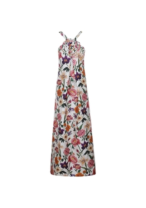 Borgo De Nor maxi floral-print appliqué-detail dress - White
