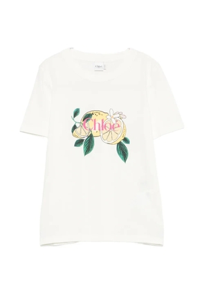 Chloé lemon-print logo-print T-shirt - White