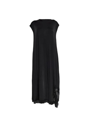 VETEMENTS lace-trim asymmetric midi dress - Black